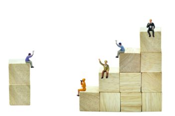 Workmen on Wooden Blocks